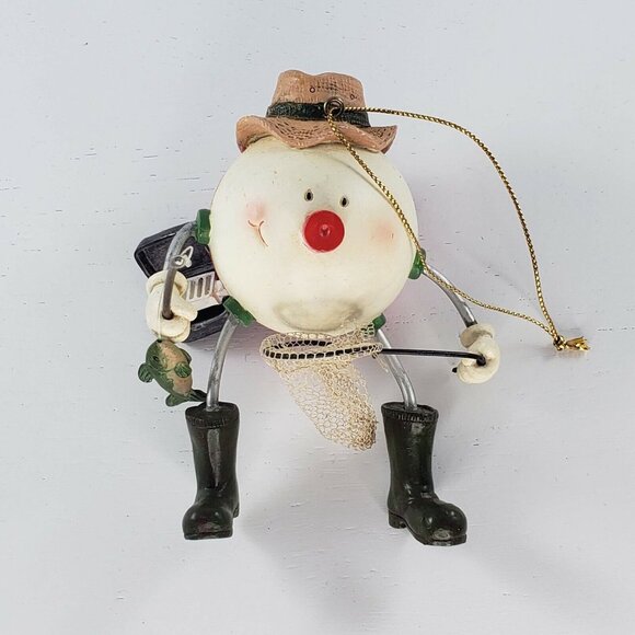 Anthropomorphic Fishing Bobber Catching Fish Ornament Net Fishing Pole Christmas - Picture 2 of 5